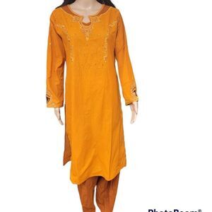 Sequin and Embroidered Straight Kurta with Matching Trousers